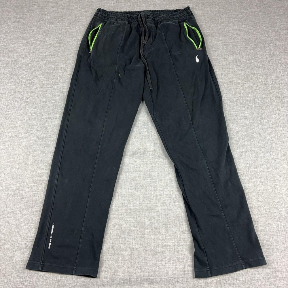 Polo Ralph Lauren Sweatpants Mens Large Black Knit Drawstring Zip Pockets